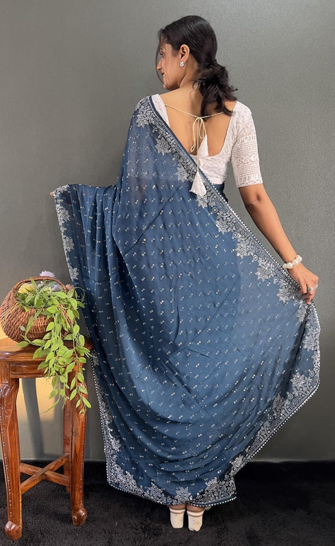 Vasthrlay Designer Georgette Border Traditional