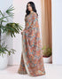 Vasthrlay Womens Printed Unstitched Cream Saree