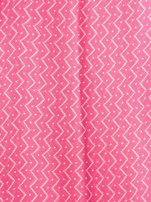 Vasthrlay Chiffon Bandhani Pink And Golden Border Saree With Unstitched Blouse Piece