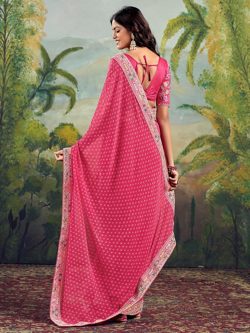 Vasthrlay Georgette Embroidery Rani Saree