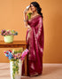 Vasthrlay Weaving Printed Unstitched Maroon Saree