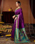 Vasthrlay Womens Paithani Mustard Saree With Green Unstitched Blouse Piece