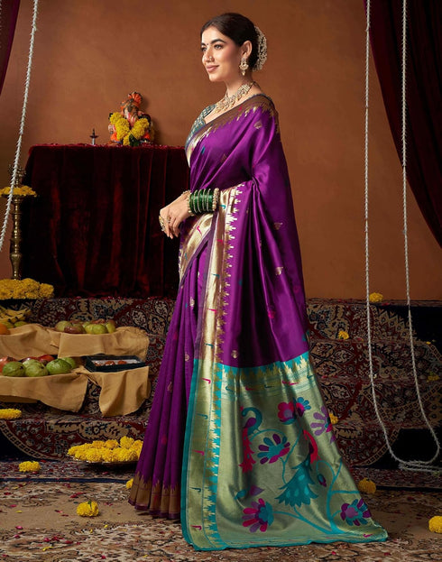 Vasthrlay Womens Paithani Unstitched Pink Saree