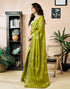 Vasthrlay Womens Printed Unstitched Olive Green Saree