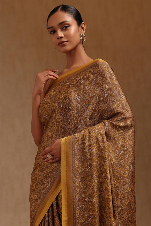 Vasthrlay Mustard Crepe Paisley