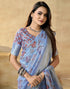 Vasthrlay Womens Printed Unstitched Beige Saree