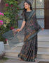 Vasthrlay Womens Printed Unstitched Dark Green Saree