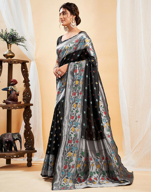 Vasthrlay Womens Paithani Unstitched Pink Saree