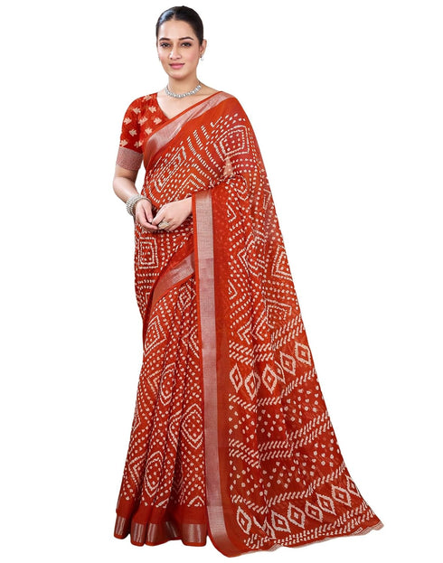 Vasthrlay Bandhani Printed Unstitched Yellow Saree