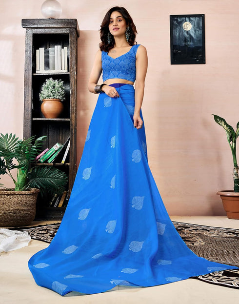 Vasthrlay Chanderi Printed Unstitched Orange Saree