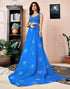 Vasthrlay Chanderi Printed Blue Saree With Unstitched Blouse Piece