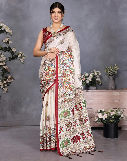 Vasthrlay Printed Unstitched Saree Az Ya Shaadi