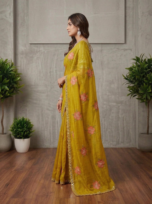 Vasthrlay Organza Embroidery Saree