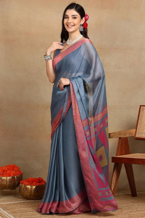 Vasthrlay Fashion Chiffon Geometric Printed Ethnic Wear