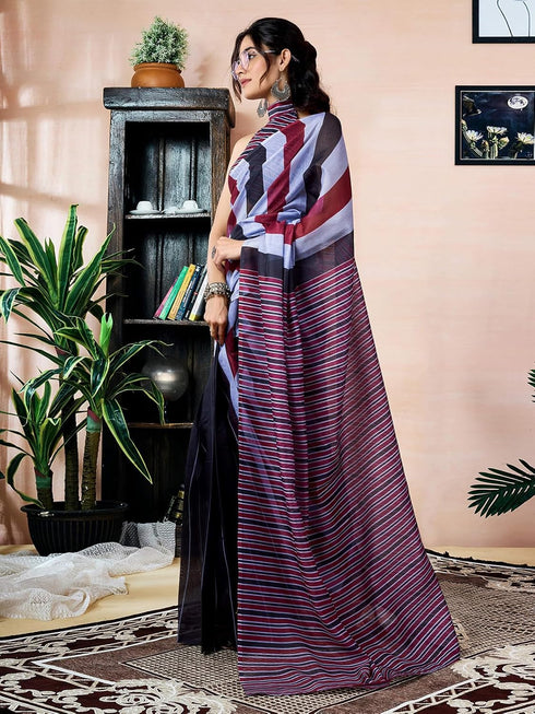 Vasthrlay Chanderi Printed Unstitched Teal Saree
