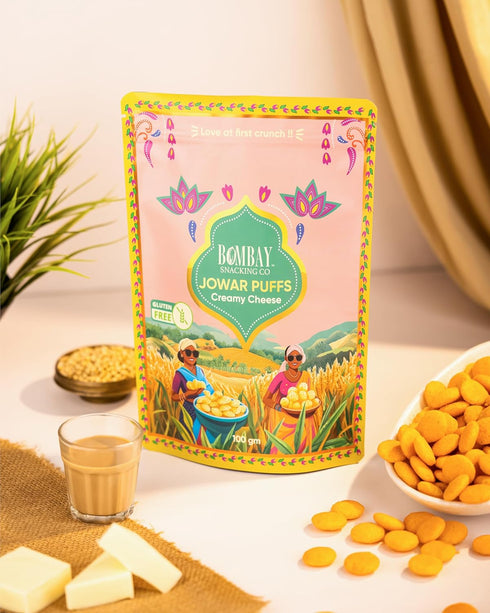Bombay Snacking Company Quinoa Puff Dahi Puri Chaat & Jowar Puff Creamy Cheese(Pack of 2)