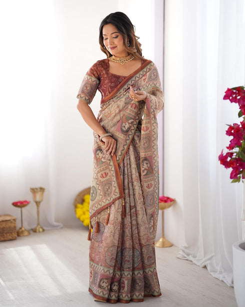 Vasthrlay Handloom Geometric Tassels Saree