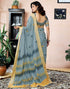 Vasthrlay Womens Printed Unstitched Dark Green Saree