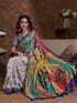Vasthrlay Weaving Printed Dusty Beige Saree With Unstitched Blouse Piece