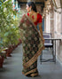 Vasthrlay Bandhani Embroidery Dark Green | Multi Saree With Unstitched Blouse Piece