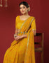 Vasthrlay Georgette Bandhani Yellow Saree With Unstitched Blouse Piece