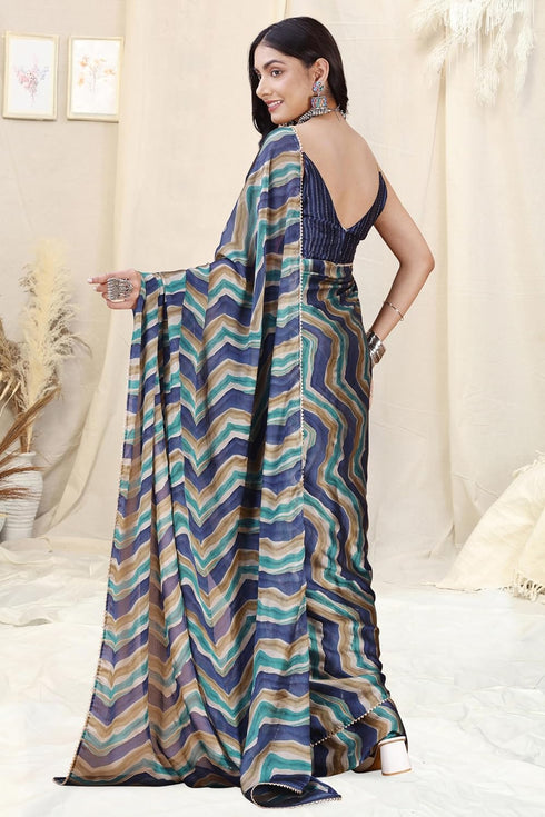 Vasthrlay Fashion Chiffon Chevron Printed Ethnic Wear