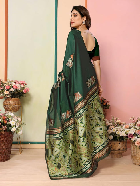 VasthrlayKanjivaram Banarasi Unstitched Mustard Free Ethnic Wear