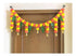 Artificial Fluffy Marigold and Mango Leaves with Bells Door Toran