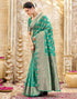 Vasthrlay Womens Weaving Mint Green | Gold Saree With Unstitched Blouse Piece