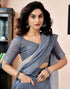 Vasthrlay Womens Printed Unstitched Dark Green Saree
