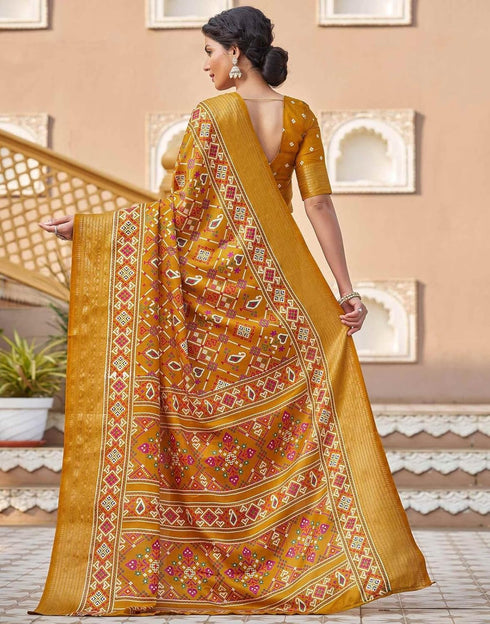 Vasthrlay Printed Traditional Patola Inspired Navyblue