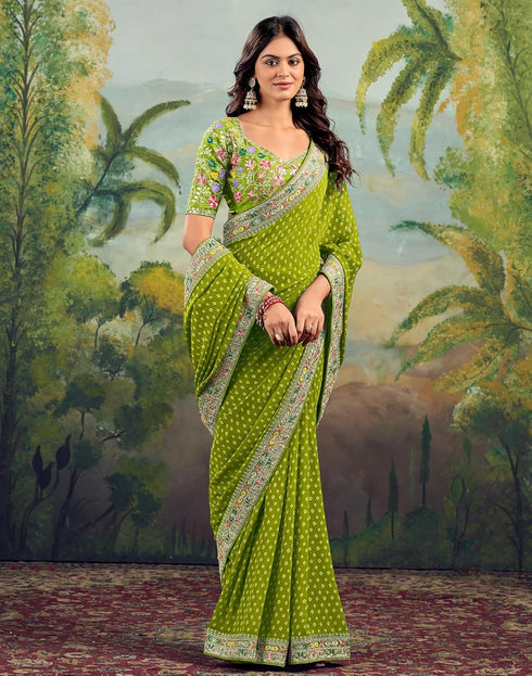 Vasthrlay Georgette Embroidery Unstitched Purple Saree