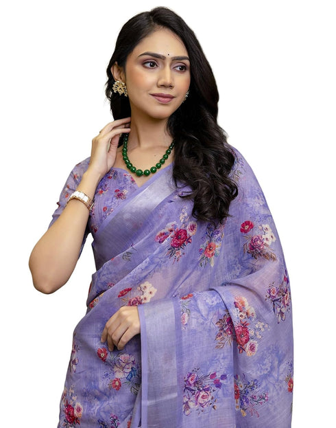 Vasthrlay Womens Cotton Unstitched Teal Saree