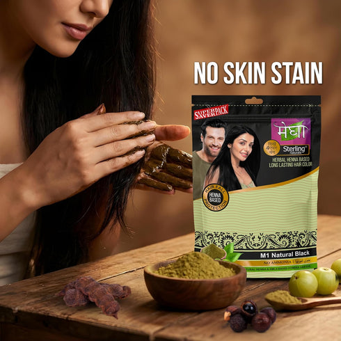 Megha Mehandi Hair Care Powder – Herbal Henna Based Long Lasting Hair Color Free