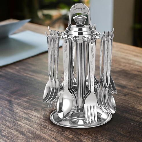 Parage 24 Pieces Lily Cutlery Set Stainless Steel With Stand