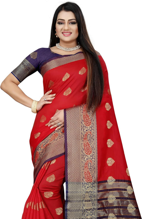 Vasthrlay Banarasi Purple Pink Ethnic Wear