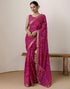 Vasthrlay Georgette Bandhani Pink Saree With Unstitched Blouse Piece