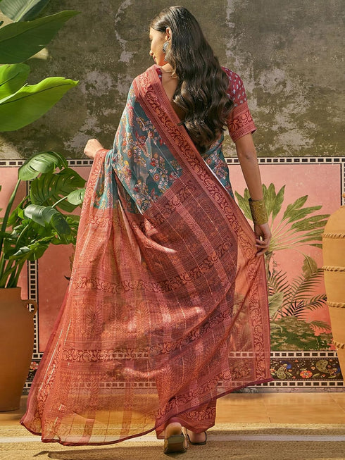 Vasthrlay Shimmer Georgette Unstitched Black Saree