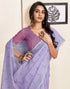 Vasthrlay Printed Striped Unstitched Peach Saree