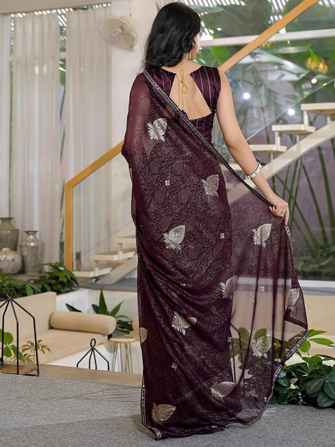 Vasthrlay Georgette Printed Unstitched Green Saree