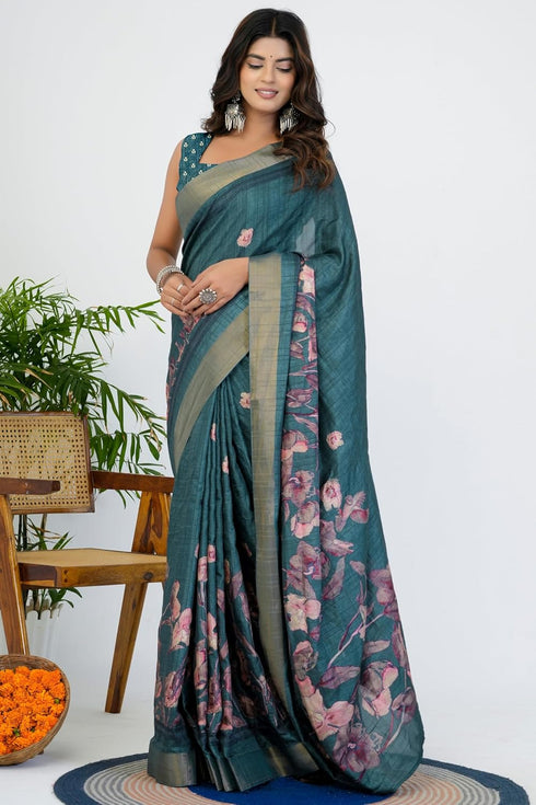 Vasthrlay Fashion Paisley Printed Grey Ethnic Wear