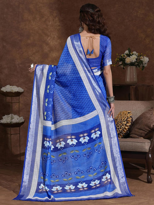 Vasthrlay Weaving Printed Beige Saree