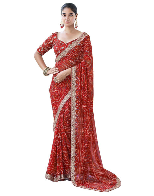 Vasthrlay Embroidery Georgette Unstitched Sky Blue Saree