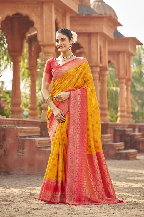Vasthrlay Kanjivaram Unstitched Jacquard Stylish Saree