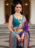 Vasthrlay Women's Paithani Unstitched Blouse Saree