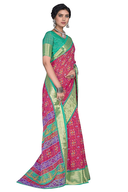 Vasthrlay Organza Bandhani Green Ethnic Wear