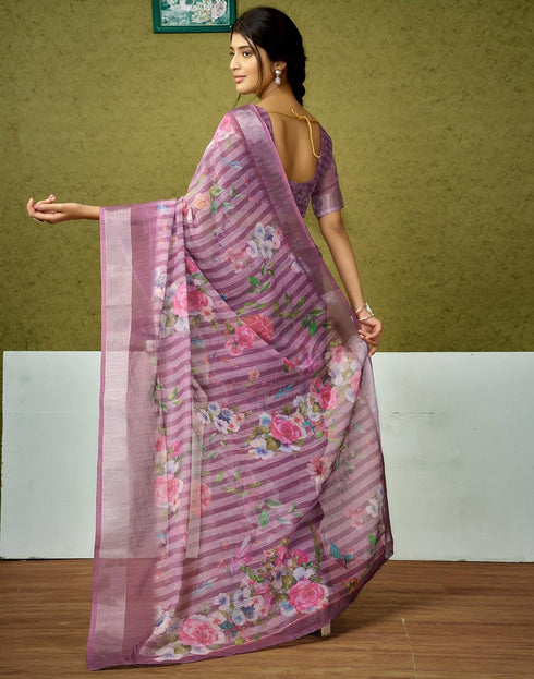 Vasthrlay Womens Cotton Printed Brown Saree