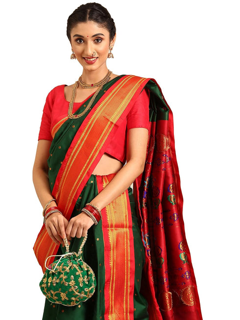 Vasthrlay Paithani Red Saree