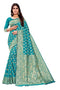Vasthrlay Women's Firozi Kanchipuram Saree