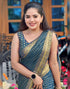 Vasthrlay Womens Banarasi Teal Blue Saree With Unstitched Blouse Piece